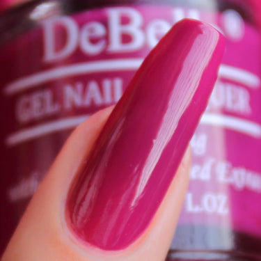 DeBelle Gel Nail Lacquer Camellia Berry(Dark Pink Nail Paint) | Long Lasting, Non UV Gel Finish | Seaweed Enriched & Chip Resistant, 8ml